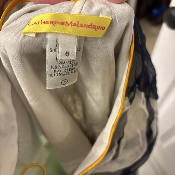 Catherine Malandrino Green & Blue Print Trapeze Silk Dress Size: 6. Cocktail - Picture 11 of 12